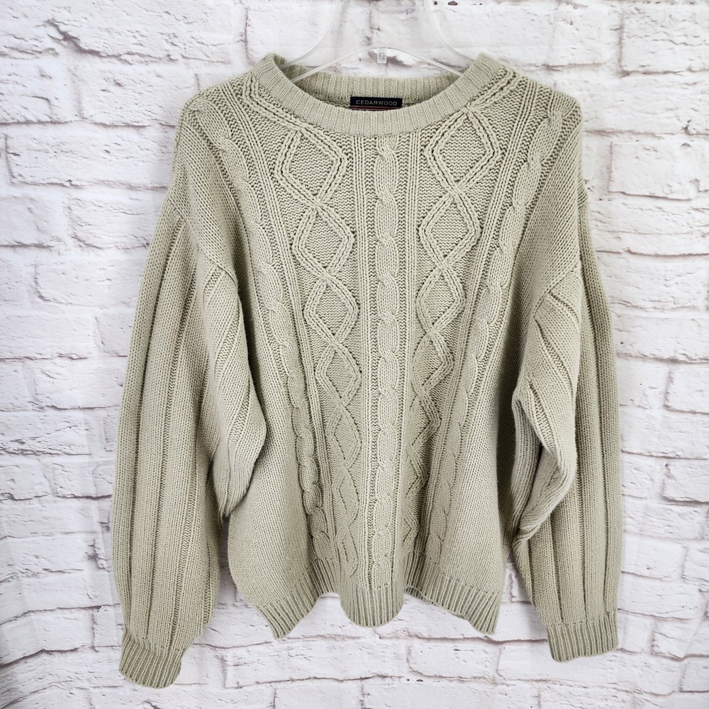 Fisherman Cable Knit Sweater Coastal Heritage Preppy Men XL Chunky Cozy Classic